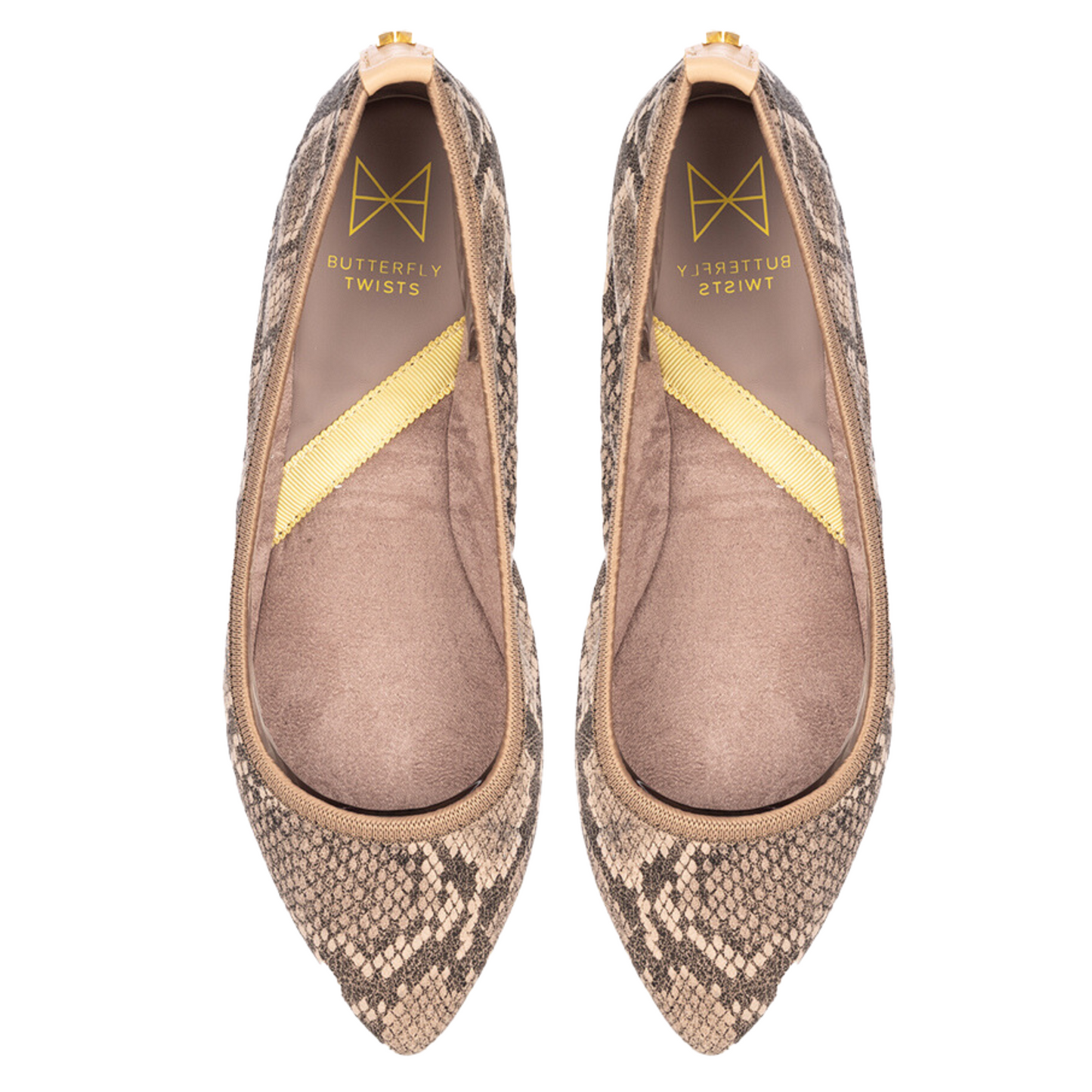 JANEY Ballet Flat Shoes - Tan Cobra