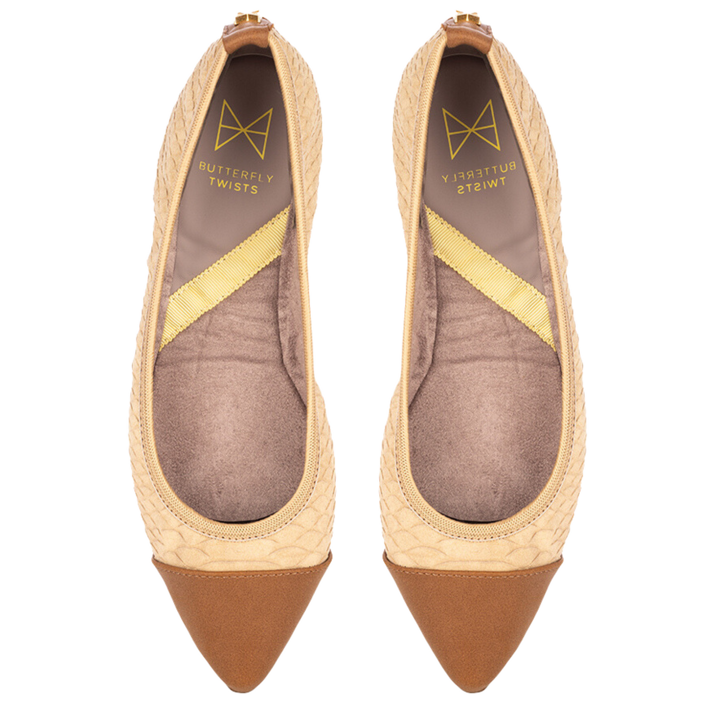 LOTTIE Ballet Flat Shoes - Natural Scales/Tan