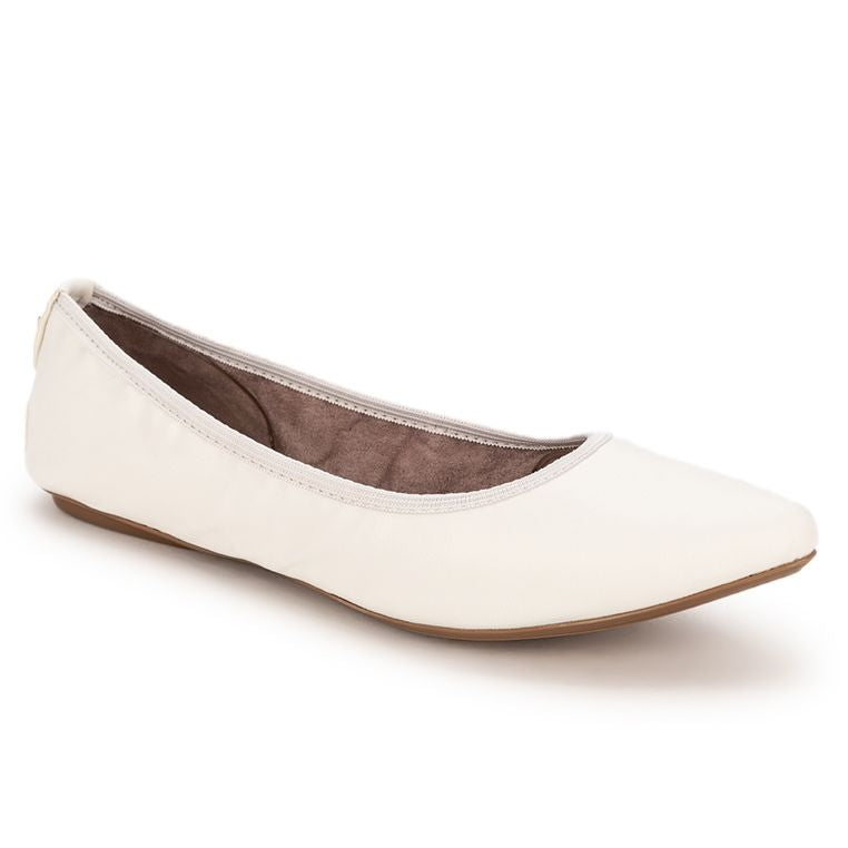 JANEY Ballet Flat Shoes Off White Tumble Nappa