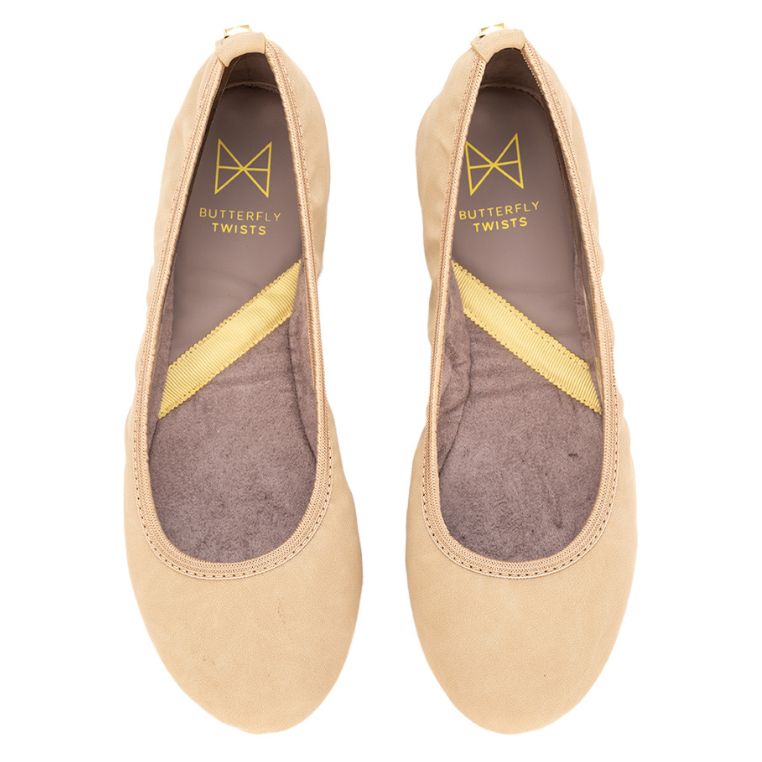SOPHIA Ballet Flat Shoes - Sand Burnished Suede