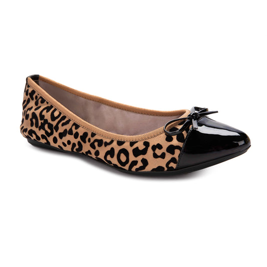 HOLLY Ballet Flat Shoes - Flocked Leopard