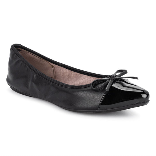 HOLLY Ballet Flat Shoes - Black Nappa