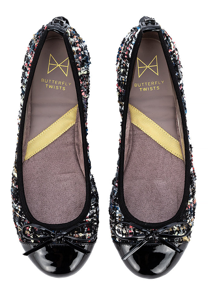 OLIVIA Ballet Flat Shoes - Blk Summer Texture