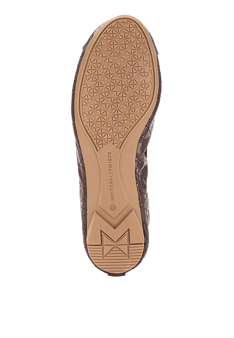 OLIVIA Ballet Flat Shoes - CHOCOBRWN NUBUCK PU