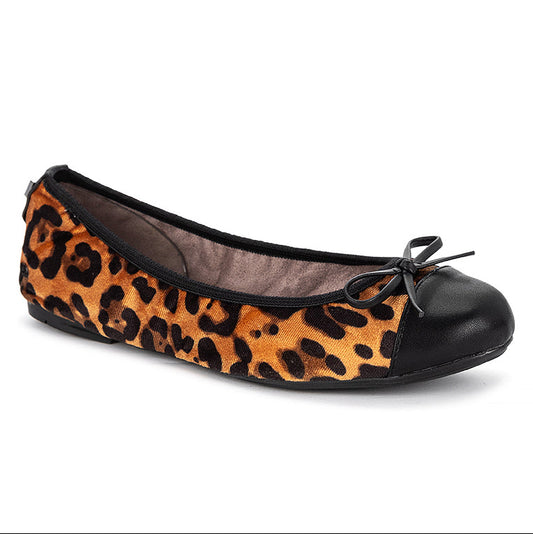 OLIVIA Ballet Flat Shoes - Leopard Velvet