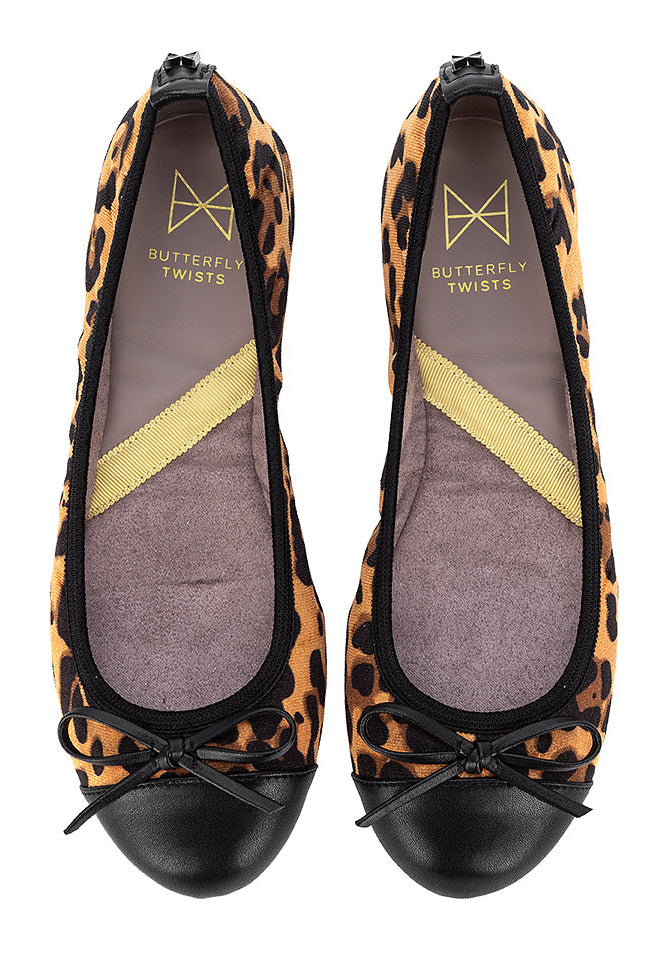 OLIVIA Ballet Flat Shoes - Leopard Velvet