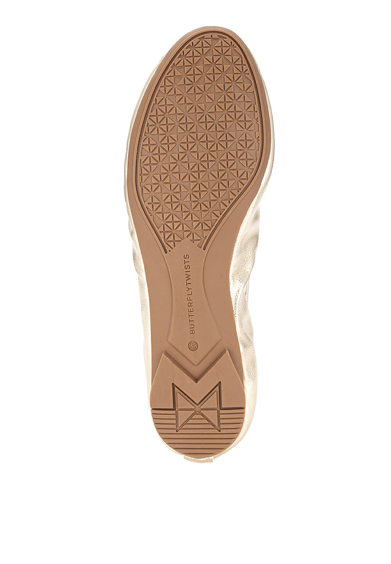 SHEA Ballet Flat Shoes - GOLD TUMBLE NAPPA