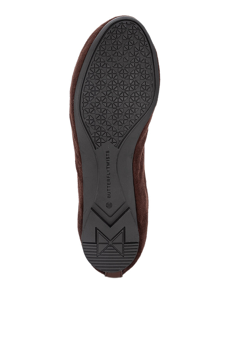 SOPHIA Ballet Flat Shoes - BROWN NOVA SUEDE
