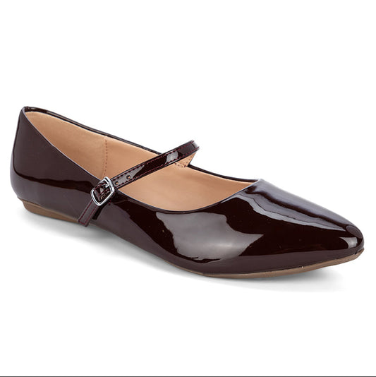 ZADIE Ballet Flat Shoes - Brown Patent
