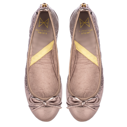 OLIVIA Ballet Flat Shoes - Pewter Metallic