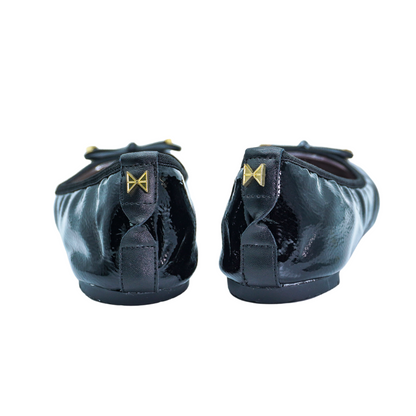 FRANKIE Ballet Flat Shoes - Black Textured Patent
