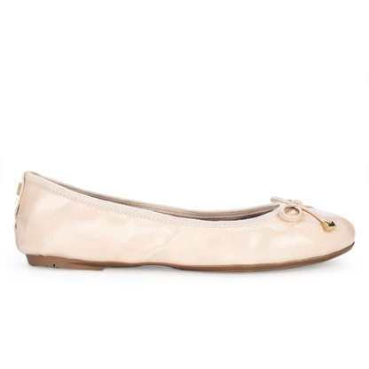 FRANKIE Ballet Flat Shoes - Nude Textured Patent