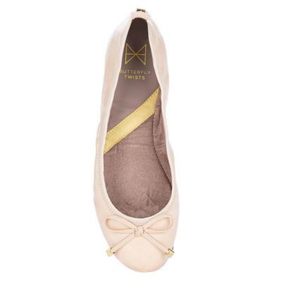 FRANKIE Ballet Flat Shoes - Nude Textured Patent