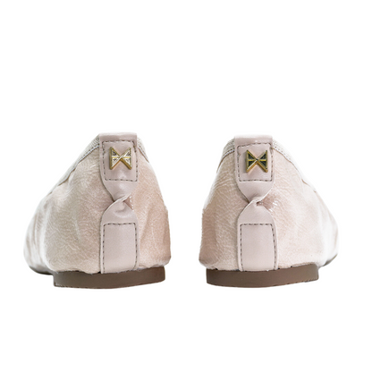FRANKIE Ballet Flat Shoes - Nude Textured Patent