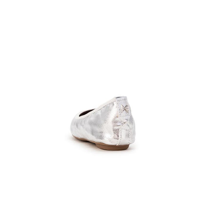JANEY Ballet Flat Shoes - Silver Tumble Nappa