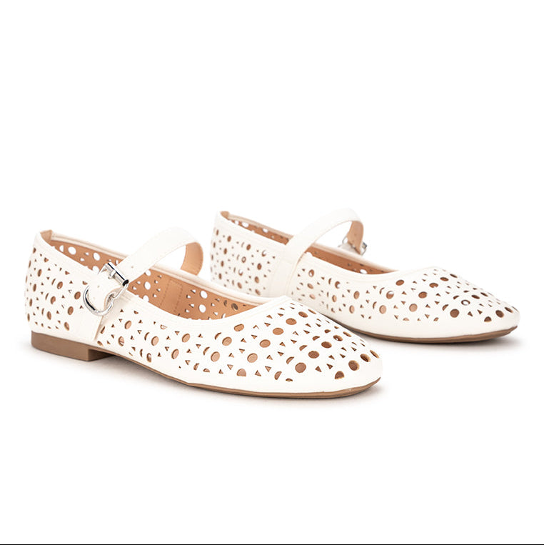 ESME Ballet Flat Shoes - WHITE
