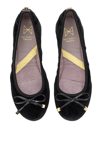 FRANKIE Ballet Flats Shoes - Black Velvet