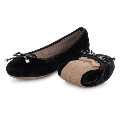 FRANKIE Ballet Flats Shoes - Black Velvet
