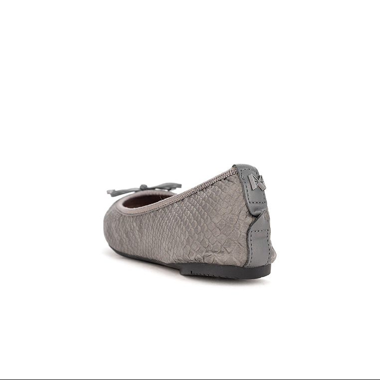 FRANKIE Ballet Flat Shoes - CHARCOAL PHYTHON PU