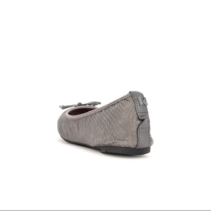 FRANKIE Ballet Flat Shoes - CHARCOAL PHYTHON PU