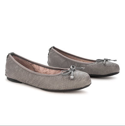 FRANKIE Ballet Flat Shoes - CHARCOAL PHYTHON PU
