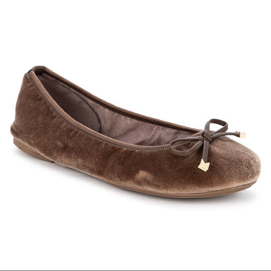 FRANKIE Ballet Flat Shoes - Taupe Velvet