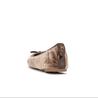 FRANKIE Ballet Flat Shoes - Taupe Velvet