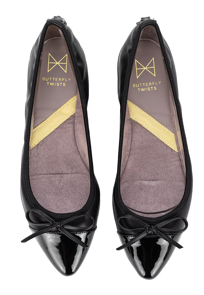 HOLLY Ballet Flat Shoes - Black Nappa