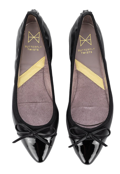 HOLLY Ballet Flat Shoes - Black Nappa