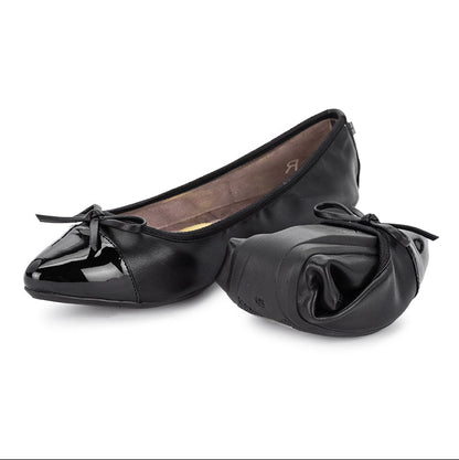 HOLLY Ballet Flat Shoes - Black Nappa