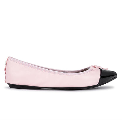 HOLLY Ballet Flat Shoes - Pink/Black Nappa
