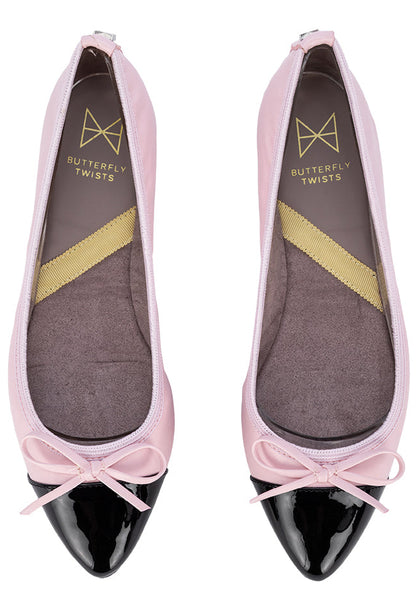 HOLLY Ballet Flat Shoes - Pink/Black Nappa