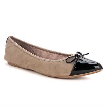 HOLLY Ballet Flat Shoes - TAUPE BURNISHED SUEDE