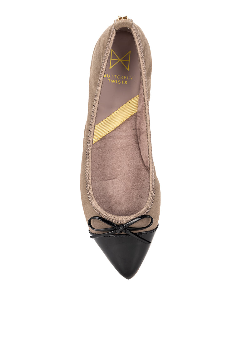 HOLLY Ballet Flat Shoes - TAUPE BURNISHED SUEDE