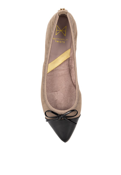 HOLLY Ballet Flat Shoes - TAUPE BURNISHED SUEDE