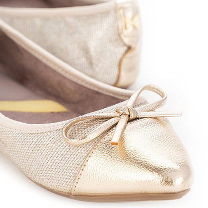 HOLLY Ballet Flat Shoes - Gold Woven