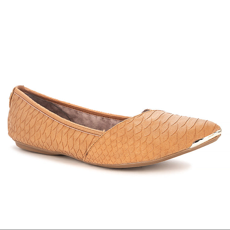 IVY Ballet Flat Shoes - TAN PYTHON