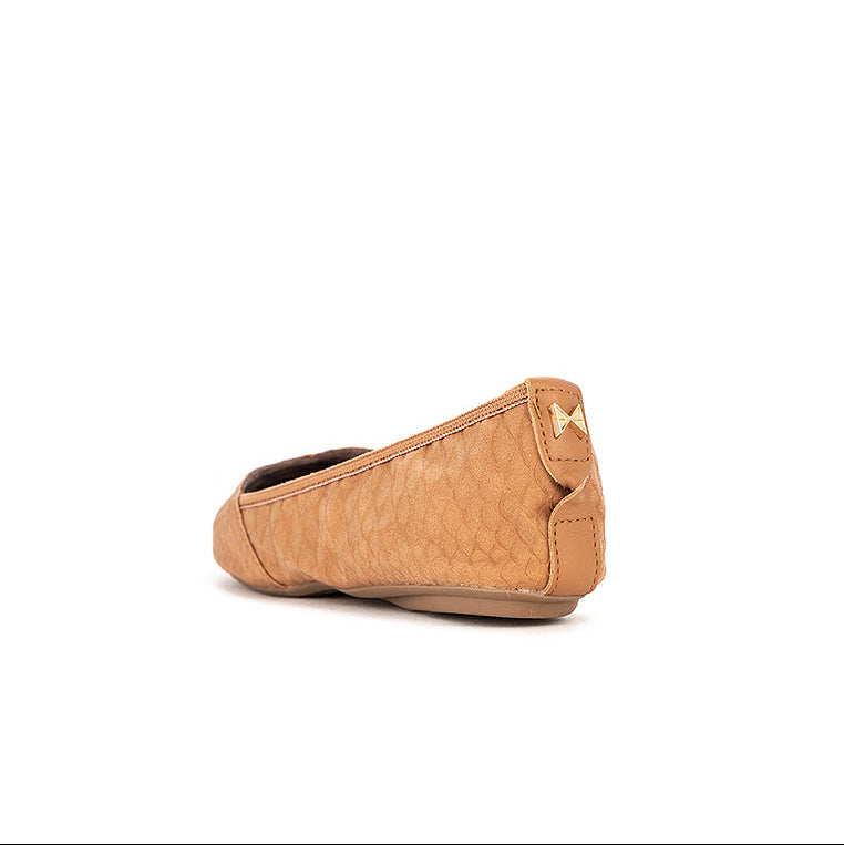 IVY Ballet Flat Shoes - TAN PYTHON