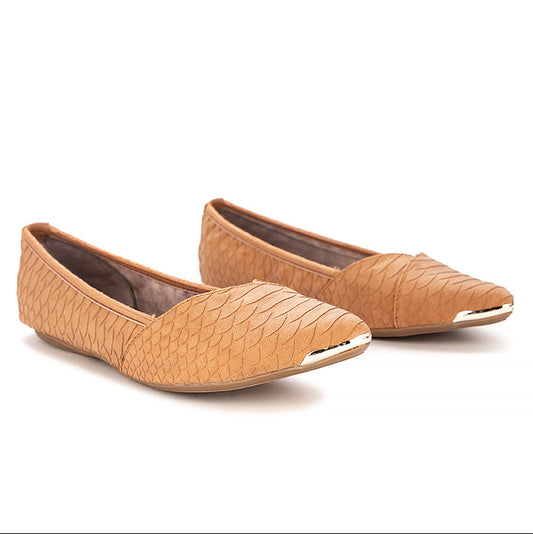 IVY Ballet Flat Shoes - TAN PYTHON