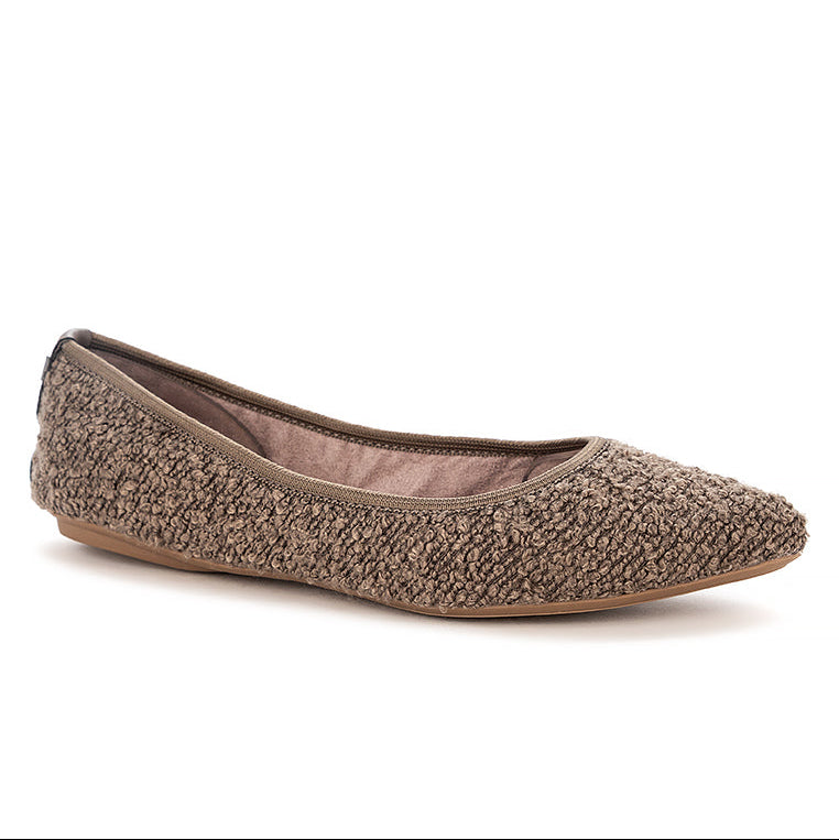 JANEY Ballet Flat Shoes - BROWN FABRIC