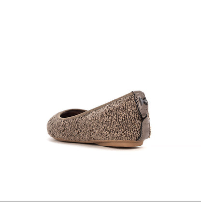 JANEY Ballet Flat Shoes - BROWN FABRIC