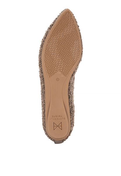 JANEY Ballet Flat Shoes - BROWN FABRIC