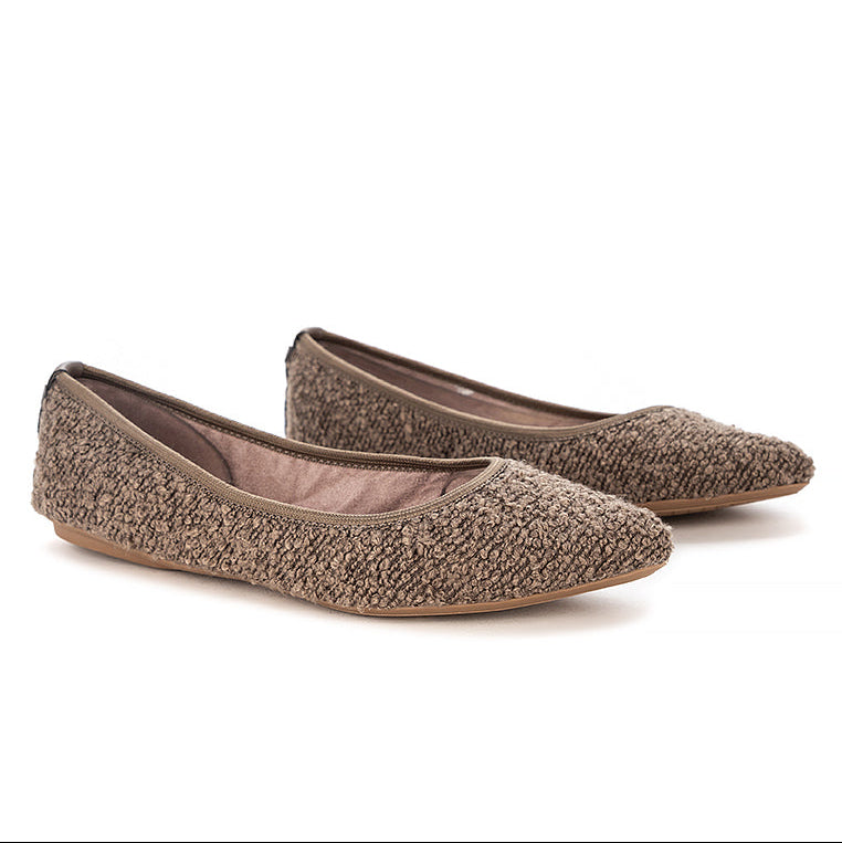 JANEY Ballet Flat Shoes - BROWN FABRIC