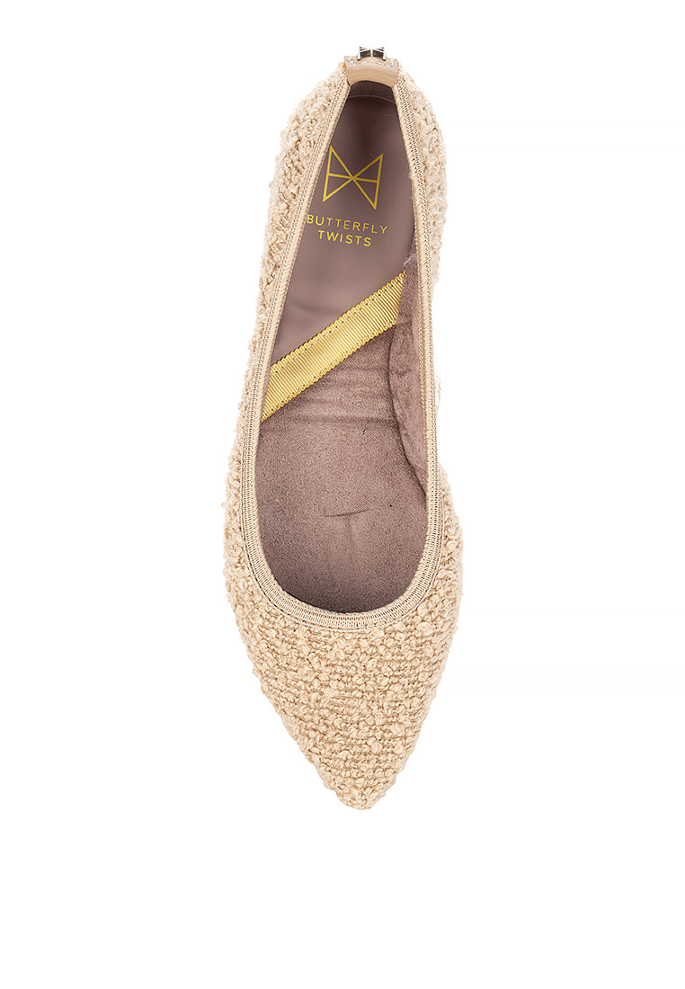 JANEY Ballet Flat Shoes - OFF WHITE FABRIC