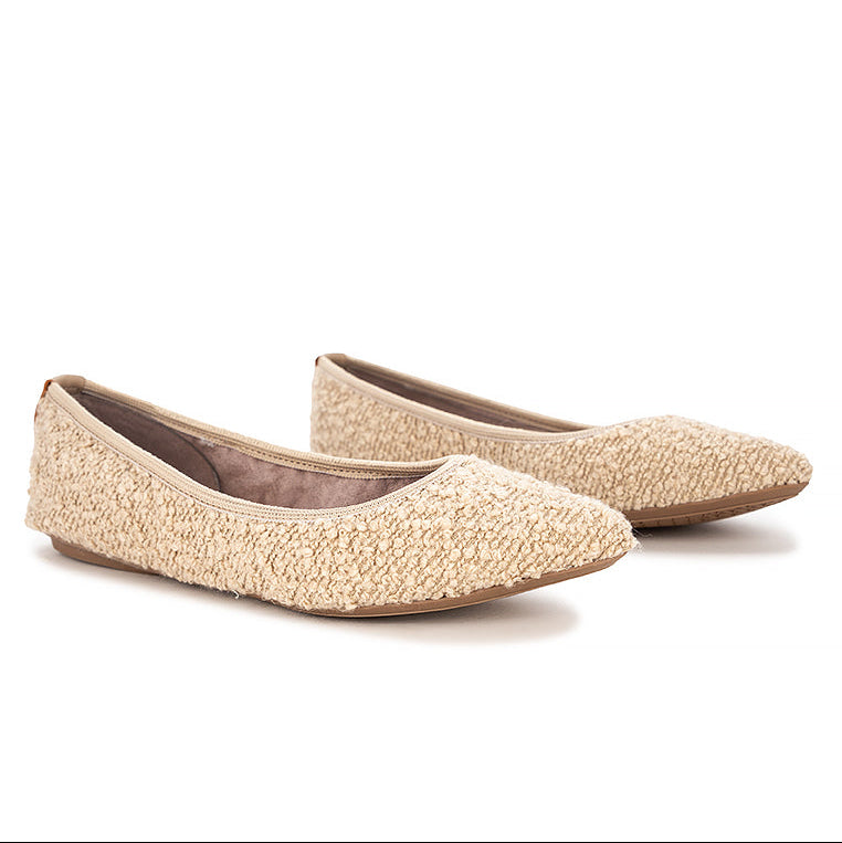 JANEY Ballet Flat Shoes - OFF WHITE FABRIC