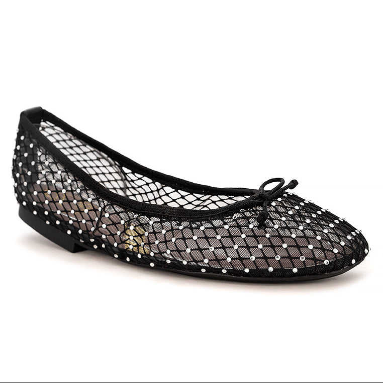 MELISSA Ballet Flat Shoes - BLACK MESH/STONE