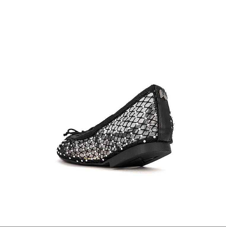 MELISSA Ballet Flat Shoes - BLACK MESH/STONE