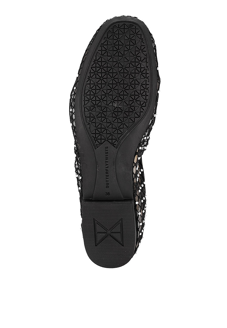 MELISSA Ballet Flat Shoes - BLACK MESH/STONE