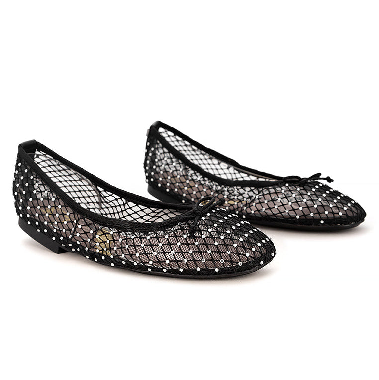 MELISSA Ballet Flat Shoes - BLACK MESH/STONE