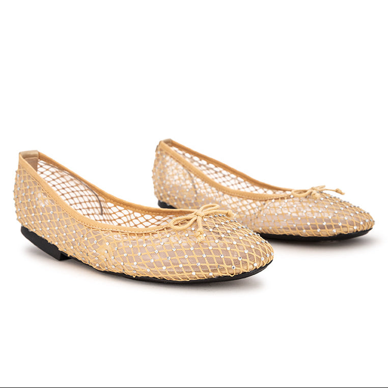 MELISSA Ballet Flat Shoes - NUDE MESH/STONE